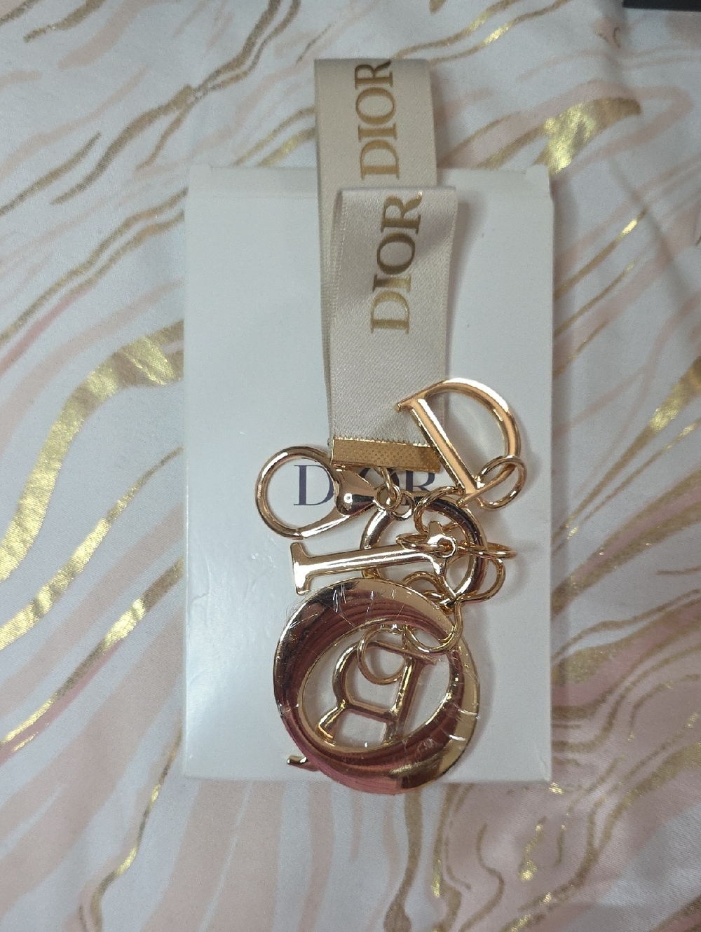 Dior Gold-Tone Letter Bag Charm. The Letter DIOR w/ Ribbon. NIB